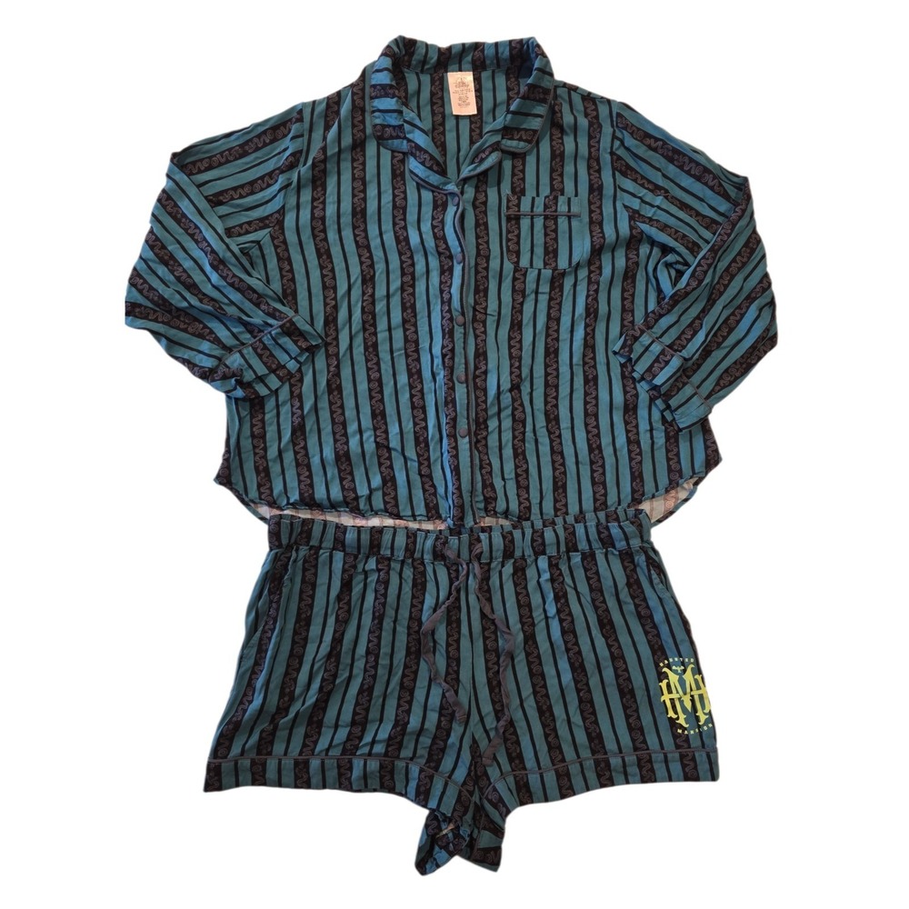 Disney Haunted Mansion Pajama Set Womens 1X Striped Shirt Shorts VTG Style